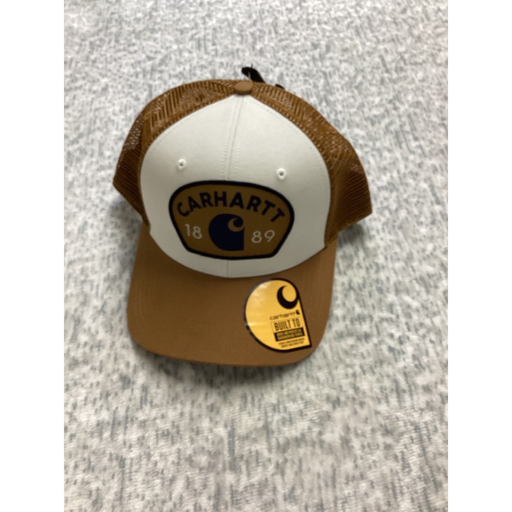 Carhartt Canvas Mesh-Back 1889 Patch Cap Brown White AH6743-M Mens‎ Trucker Hat